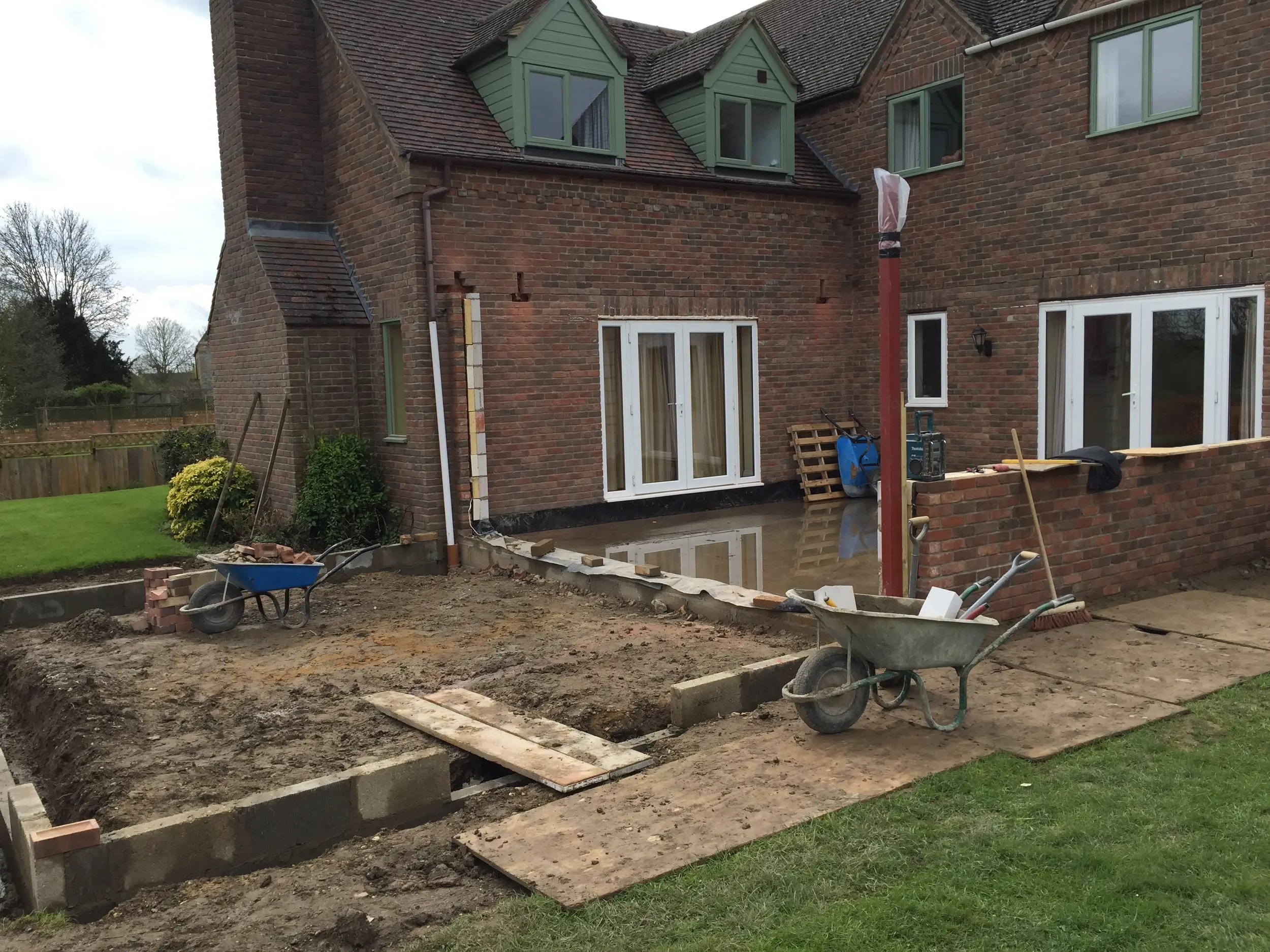 Garden room groundworks and base preparation